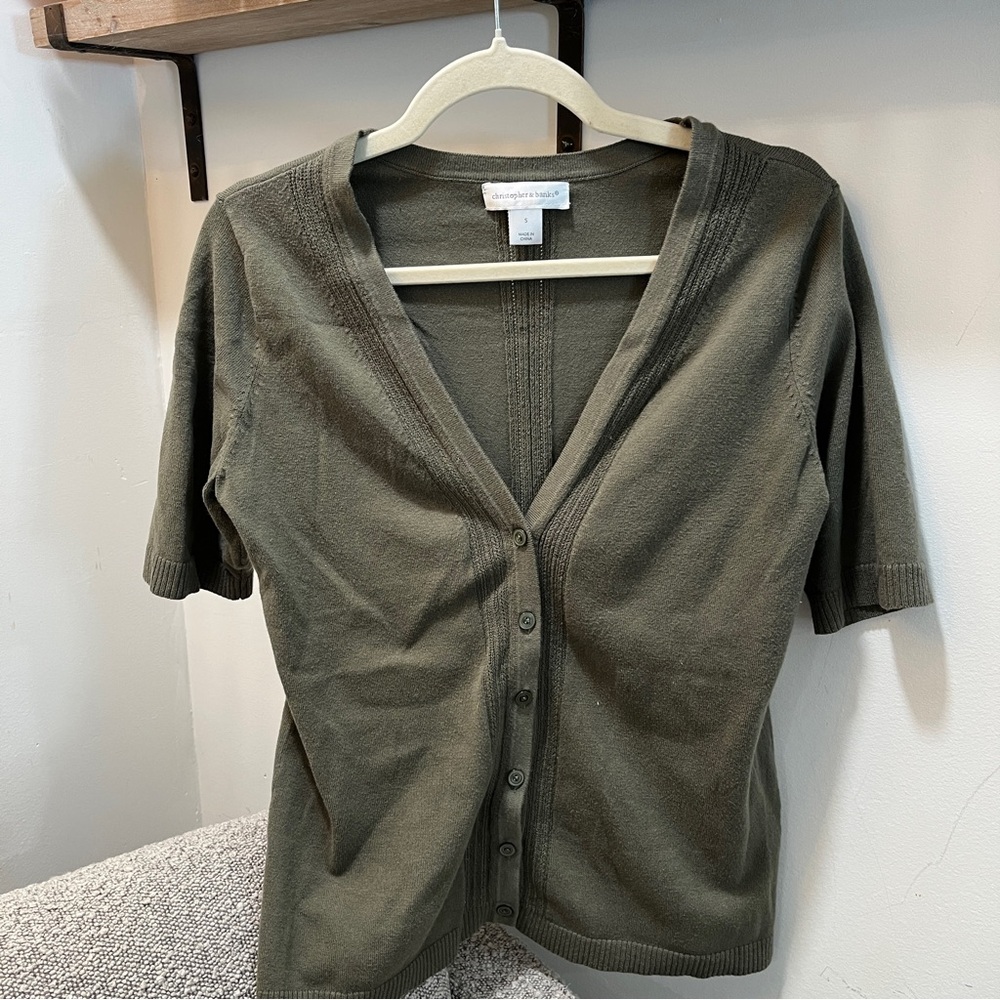 2/$11 sweater sale! Olive green cardigan